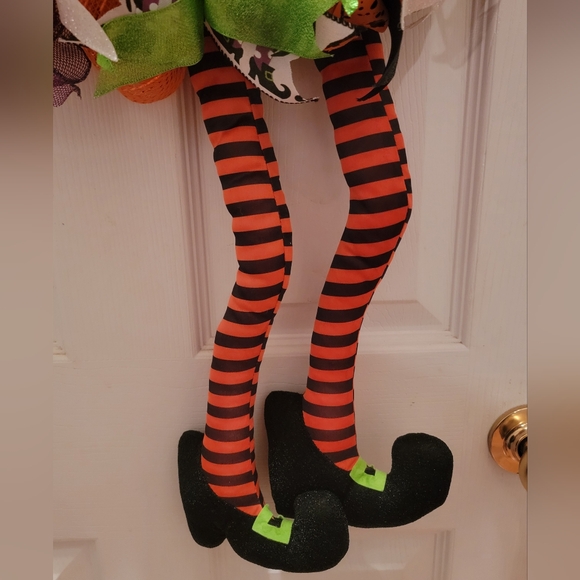 Halloween Witch Wreath | Halloween Wreath | Witch with Legs | October Wreath - Picture 3 of 11